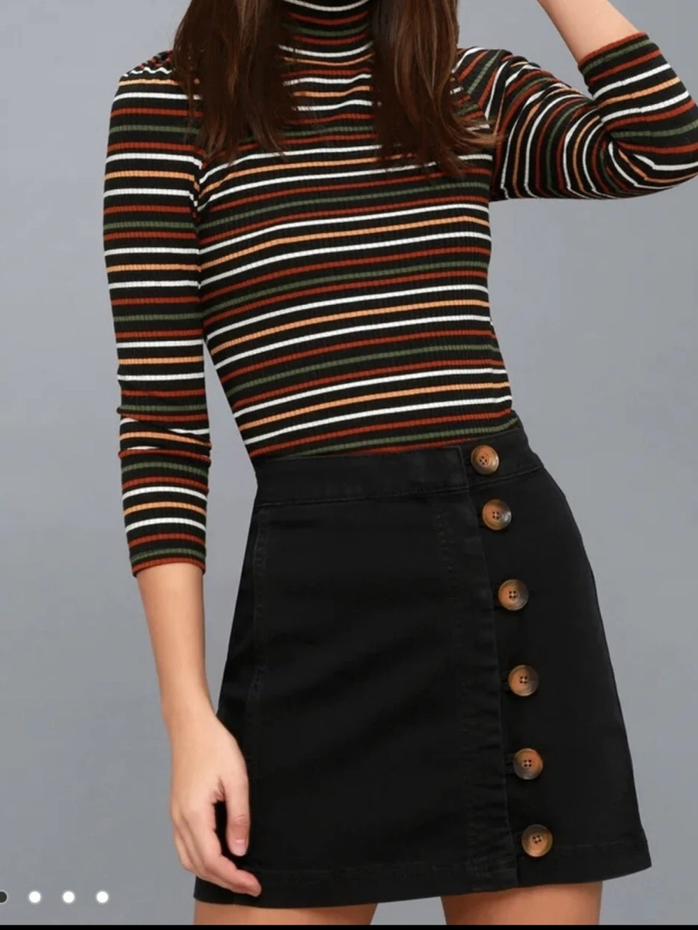 Free People Size 6 Charcoal Black Button-Up Skirt EUC